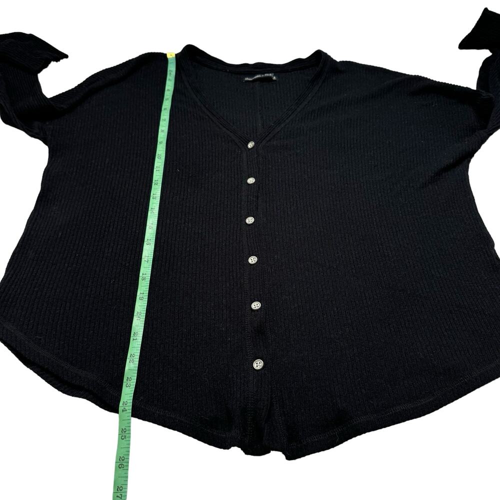 ABERCROMBIE & FITCH Black Rib Knit Grandpa Cardigan Sweater Size Small Womens - Picture 8 of 9
